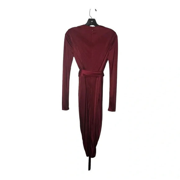 0388W.‎ ALTUZARRA FOR TARGET SATIN WRAP DRESS SIZE 4 MAROON IN COLOR; WITH BELT - Picture 8 of 11